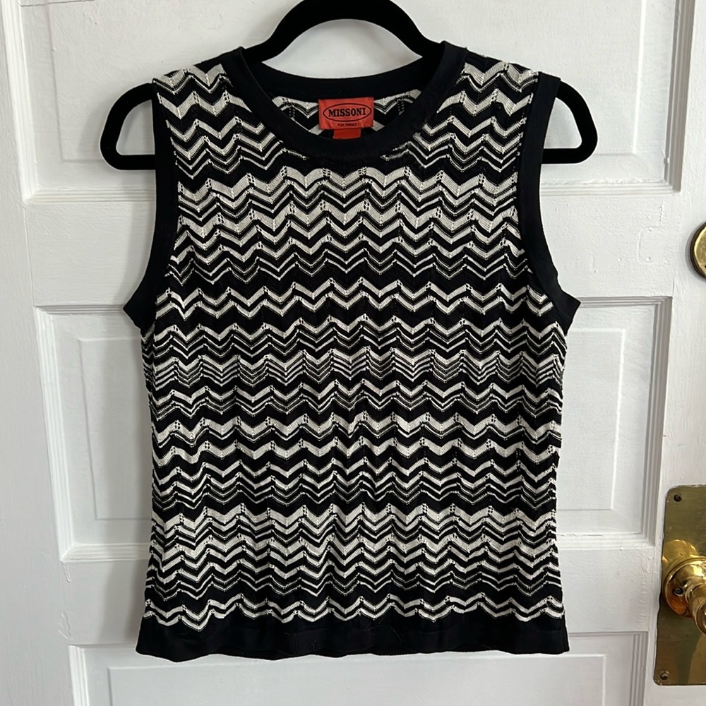 missoni for target black and ivory classic zig zag printed knit tank